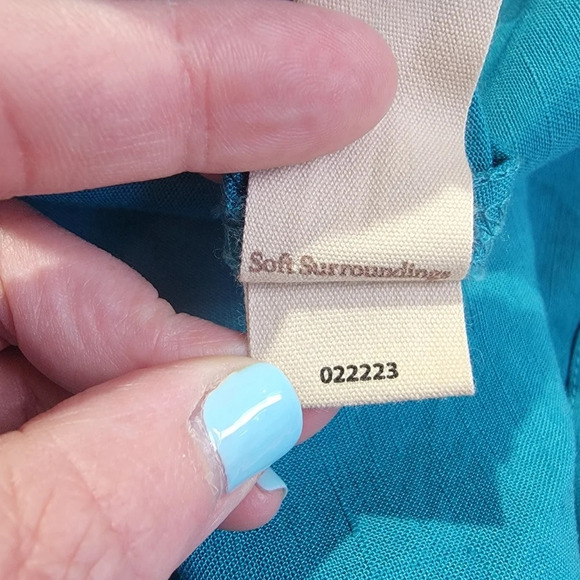 Soft Surroundings Camellia Pullover Tunic Linen Blend Teal Blue Size M - Picture 9 of 11